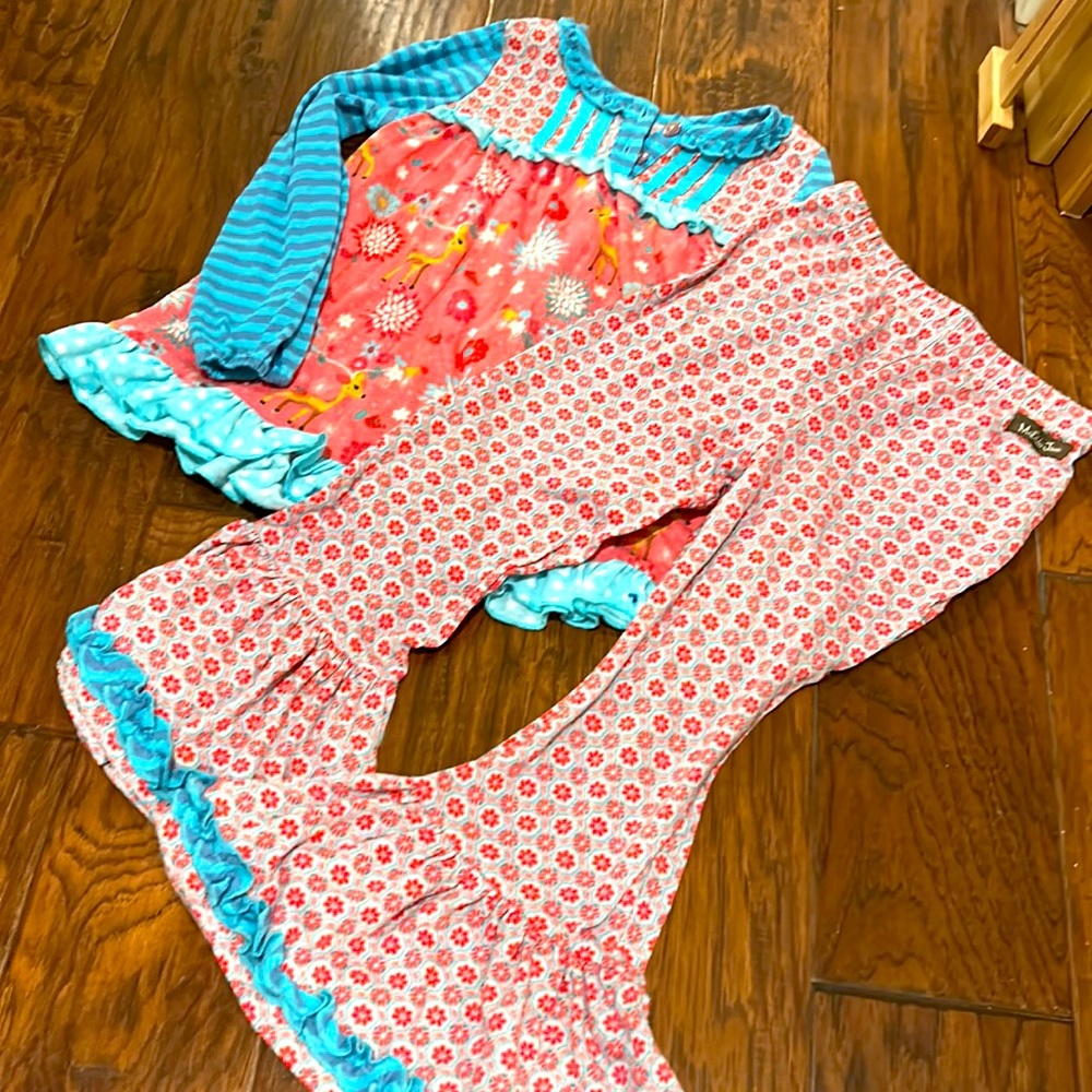Matilda Jane size 6 pajamas winter girls ruffle pant with top